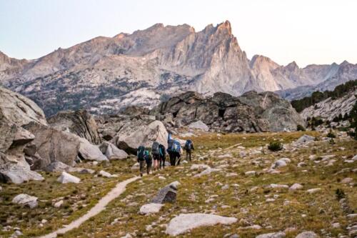 Hiking across the wild landscape